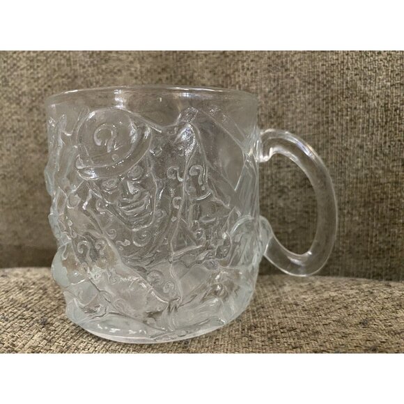 Vintage McDonald's Batman Forever 3D Embossed Collector Glass Riddler Mug - Picture 1 of 3